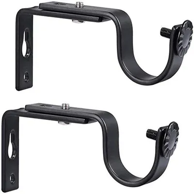 Produktbild von Verstellbare Wandhalterungen - 2er-Pack - Schwarz - Wandmontage - für Vorhänge