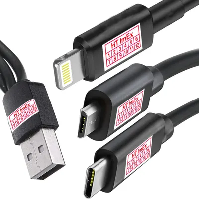 Produktbild von Multi-USB-Kabel, Universal-Ladekabel kurz 20 cm 3-in-1 Mehrfach-Ladekabel