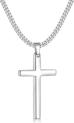 Produktbild von Edelstahl Kreuz Halskette Herren Anhänger Silber/Schwarz/Gold 60cm
