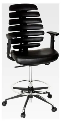 Produktbild von Ergonomischer Counterstuhl Ergo LINE II aus Kunstleder in Schwarz mit Fußring, höhenverstellbar