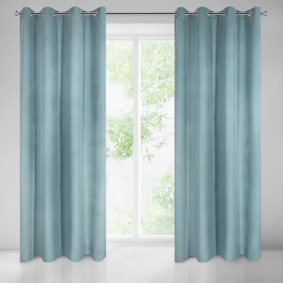 Image de Rideau prêt à poser 140x250 velours turquoise Milo Eurofirany