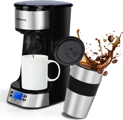 Produktbild von Aigostar - 420 ml Filterkaffeemaschine Mit 24h-Timer, Kaffeemaschine mit Thermobecher, , LCD-Anzeige