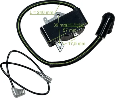 A close-up view of a black ignition coil with measurement indicators and wires.