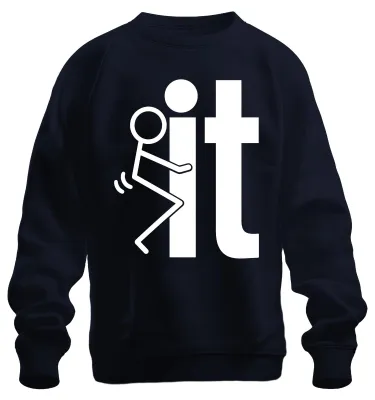 Immagine prodotto di Felpa con scritta "L" in stile cartoon, umoristica, sarcastica, blu navy, taglia S