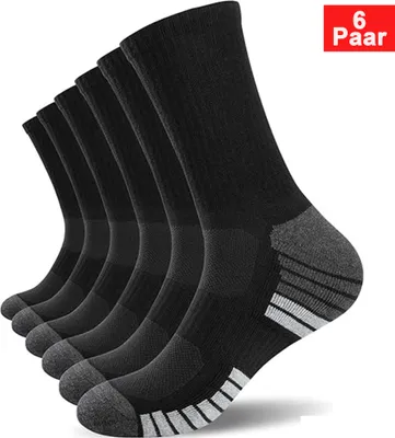 Produktbild von 6 Paar Socken Damen Herren Wärmesocken, Thermosocken aus 100% Baumwolle, Fußballsocken Sportsocken mit Anti-Rutsch-Streifen, Größe 43-47