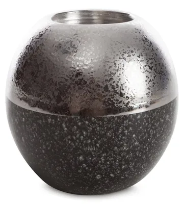 Zdjęcie produktu dla Świecznik ceramiczny LEO 11x10 cm srebrny komplet 2 szt