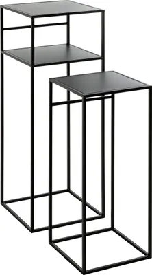 Produktbild von HAKU Beistelltisch Blumenständer 2er Set schwarz - Metall, B/H/T: 26/30x63/85x26/30 cm