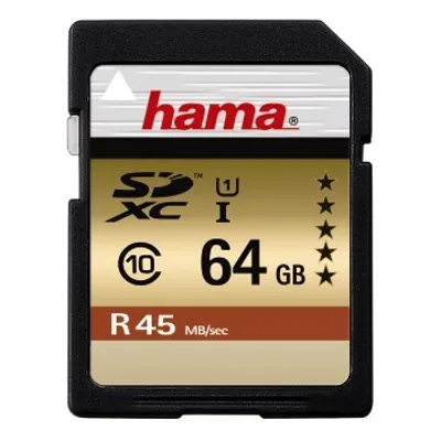 Produktbild von Hama 00114944, 64 GB, SDXC, Klasse 10, UHS, 45 MB/s, Schwarz