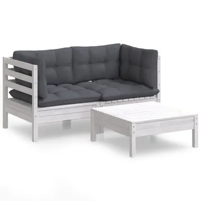 Produktbild von vidaXL 3-tlg. Garten-Lounge-Set mit Anthrazit Kissen Kiefernholz