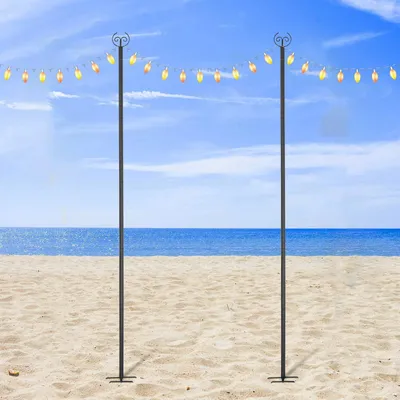 Produktbild von Camping Lampenständer - Laternenstangen/Schäferhaken - 2er Set - Aluminium - Für Außenbereich - Rot