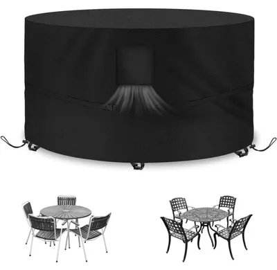 Productafbeelding van Tuinmeubelbeschermer, rond, Ø190 x 80 cm, waterdicht, UV-bestendig, gemaakt van 420D Oxford-stof