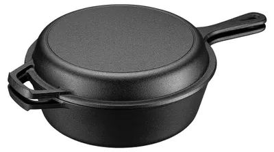 Obrázok produktu pre Wiltec 2v1 Dutch Oven 42 x 26 x 12 cm Liatinový grilovací hrniec, kastról s dvojitou funkciou