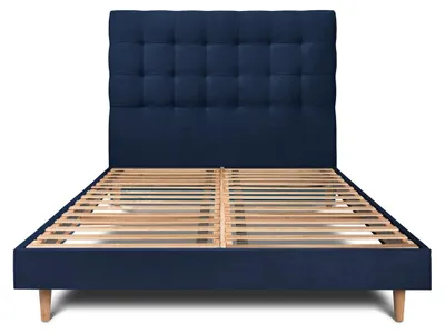 Produktbild von Bett mit gepolstertem Kopfteil – Samtstoff - 140 x 190 cm