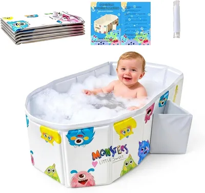 Image de Baignoire pliante pour bébé, design monstre, adaptée aux enfants de 0 à 6 ans