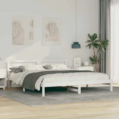 Produktbild von Möbel Bettgestell mit LED -Streifenleuchten mit Kopfteil Weiß 200 x 200 cm Holz - Klassische Betten 3385743