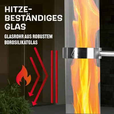 Produktbild von LANDMANN Feuerrohr aus Edelstahl | Dekorative Feuersäule für den Garten & die Terrasse | Raucharme Pellet-Fackel mit abnehmbarer Ascheschublade | Geeignet für alle Holzpelletarten