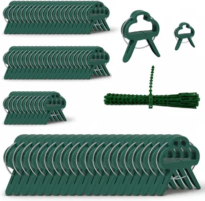 Image de Lot de clips pour plantes, comprenant 100 pièces, de 2 tailles différentes, avec 30 attaches pour plantes, idéal pour les plantes grimpantes