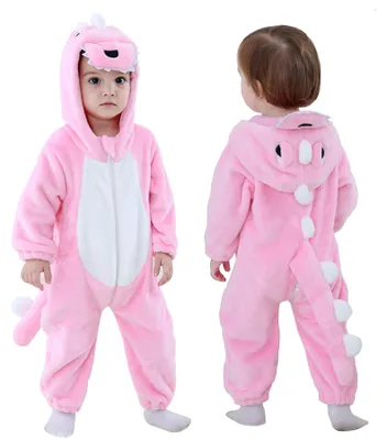 Obrázok produktu pre Detajlový detský overal s kapucňou, unisex, s potlačou karikatúrnych zvierat, vhodný na spanie