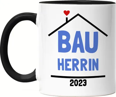 Produktbild von Bauherrin 2023 Tasse Schwarz Hausbau Richtfest Häuslebauer Geschenk Einzug Eigenheim Spruch Lustig