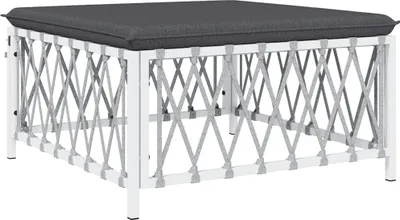 Produktbild von vidaXL Gartenhocker mit Kissen Weiß Gewebe