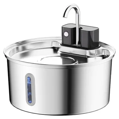 Produktbild von Katzen Trinkbrunnen 3,2L Rund Wasserhahn, Sensor 4200mAh, Automatischer Katzenbrunnen mit 3 Modi, Edelstahl, USB-C, Leiser Trinkbrunnen für Katzen und Hunde