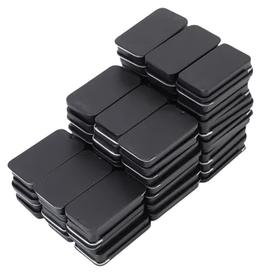 Image de Lot de 60 boîtes en fer blanc noires – petites boîtes à couvercle coulissant pour bonbons, bijoux, matériel de bricolage, baume à lèvres et rangement, de forme rectangulaire
