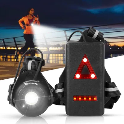 Productafbeelding van Borstlamp hardlopen - 500 lumen - 90 graden verstelbare lichtbundel - Oplaadbaar via USB - Waterdicht - Met reflecterende band