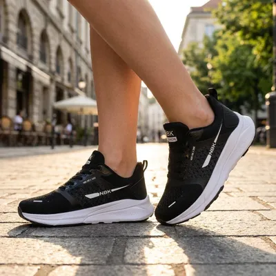 Produktbild von Damen Sneaker Turnschuhe NBK Sportschuhe Walking Dämpfung leicht - Schwarz/Pink, Gr. 36