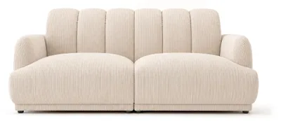 Image de Best Mobilier Luigi - Canapé droit 3 places en velours côtelé , Beige