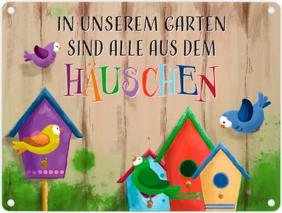 Produktbild von In unserem Garten sind alle aus dem Häuschen Metallschild in 15x20 cm