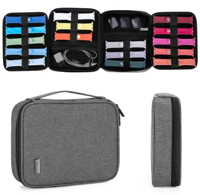 Image de Étui de voyage pour 26 bracelets de montre, étui de rangement pour toutes les séries de bracelets de montre, organiseur de bracelets de montre, sac de transport, sac seul, gris