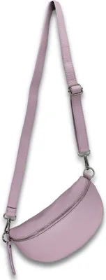 Produktbild von Bauchtasche Damen Echtleder Umhängetasche mit Ledergurt, Flieder
