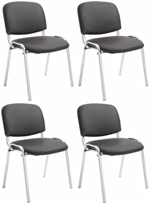 Produktbild von CLP 4er Set Stühle Ken Chrom Kunstleder gepolstert braun