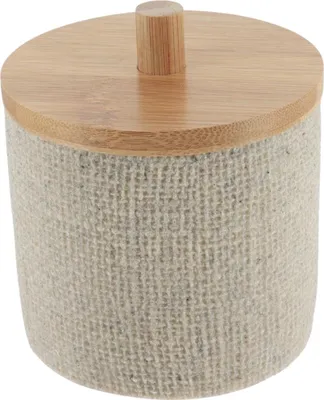 Immagine prodotto di TENDANCE | Contenitore per dischetti cosmetici - Distributore di dischetti di cotone - beige marrone - 10x10x12 cm - Contenitore per dischetti di cotone