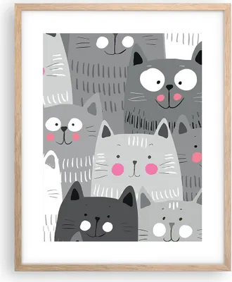 Produktbild von Gerahmtes Poster - Rahmen in heller Eiche - Kittys Tiere Illustration - 40x50 cm - Wand Bild - Wanddeko - Wandbilder - Wandposter - Bilderrahmen - Bilder - Kunstdruck - Wandbild - P2NPA40x50-2890