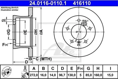 Immagine prodotto di ATE Disco freno Articolo: 24.0116-0110.1