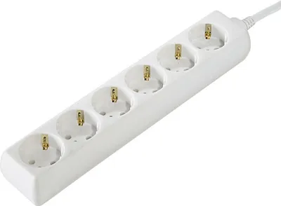 Produktbild von Hama 00121903, 1,4 m, Kunststoff, Weiß, 6 AC-Ausgänge, 3500 W, 16 A