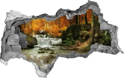 Produktbild von Selbstklebender Loch-3D-Aufkleber 95x73 cm Wasserfall im Wald