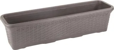 Image de Rieten Balkonbloembak 16,5 L Anthracite Plastique avec drainage, résistant aux UV et au froid, 723 x 20 x 18 cm