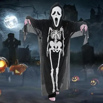 Zdjęcie produktu dla Kostium szkieletu na halloween dla dzieci 90 cm straszny zombie