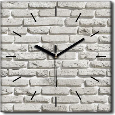 Produktbild von Coloray Uhr auf Leinwand 30x30 cm Wand Uhr Dekoration Wohnzimmer Segeltuch schwarze Hände -Marmormauer der Backsteinmarmor
