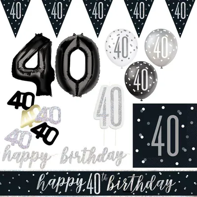 Produktbild von 40. Geburtstag Partyset Deko schwarz silber Party Dekoration Set Mann Geburtstagsdeko