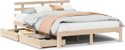 Image de Cadre de lit avec tiroirs sans matelas 120x190 cm
