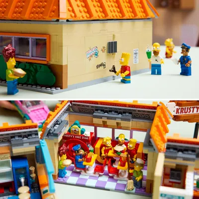 Produktbild von LEGO Icons The Simpsons: Krusty Burger - Bauset für Erwachsene - Modellbau mit detaillierter Inneneinrichtung, Clown-Auto & 7 Minifiguren mit Homer, Bart und Lisa Simpson - Geschenk für Fans - 10352