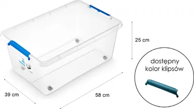 Image de Conteneur transparent sur roulettes 40 L 39 x 58 x 25 cm