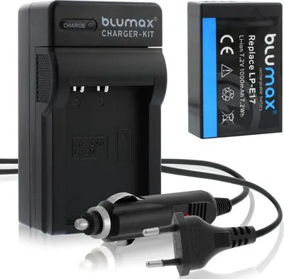 Produktbild von 1x Akku + Lader für Canon LP-E17 EOS RP M3 M6 750D 760D R8 R10 R50 1000 mAh
