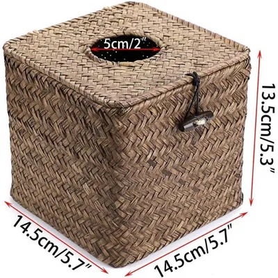 Image de Boîte de mouchoirs en tissu de laitonnière, dimensions : 14,5 x 14,5 x 13,5 cm