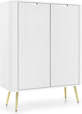 Produktbild von FURNLUX Anrichte Zova Weiss Und Gold 103cm / Hauptfarbe: Weiß / Abmessungen: 103 x 129 x 39 cm
