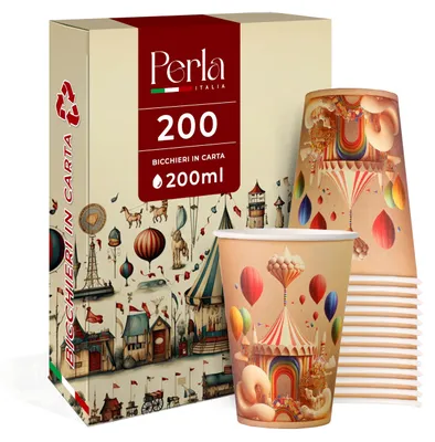Papierbecher 200 ml, biologisch abbaubar, 200 Stück, für kalte & warme Getränke