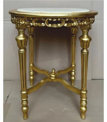 Produktbild von Casa Padrino Barock Beistelltisch Gold / Grau Ø 60 x H. 72 cm - Barock Möbel